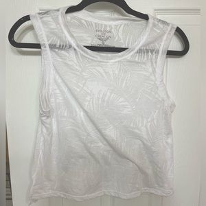 Evolution and Creation white, cropped palm print tank top